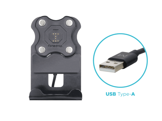 FoneDrop POGO Cradle - Boule D20 - Câble Type-A 1m sécurisé