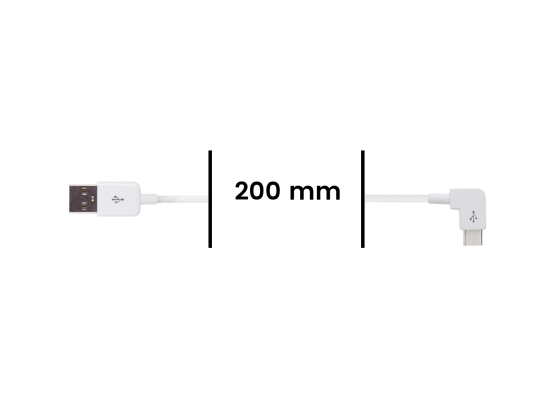 Cable Micro USB Coudé vers USB - Blanc